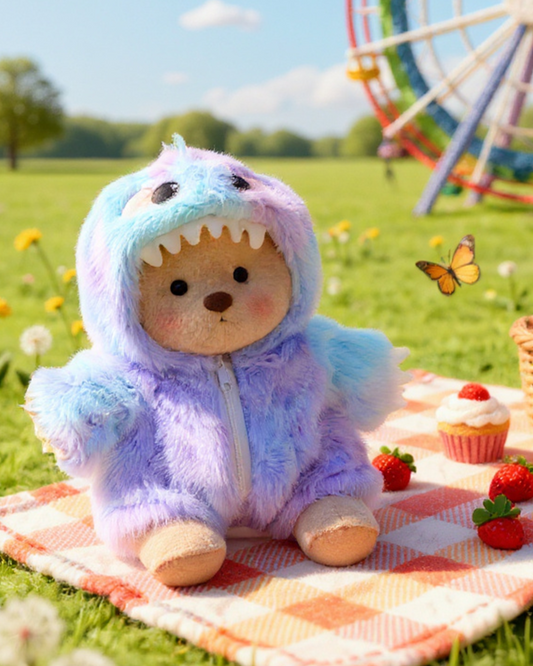 Rainbow Blueish Purple Dino Bear  Handmade Jointed Teddy Bear Gift