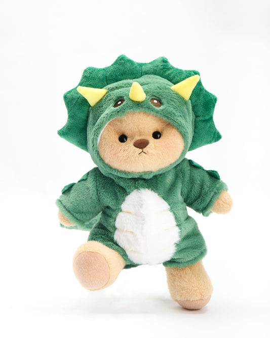 Green Triceratops Bear | Handmade Jointed Stuffed Animal Gift