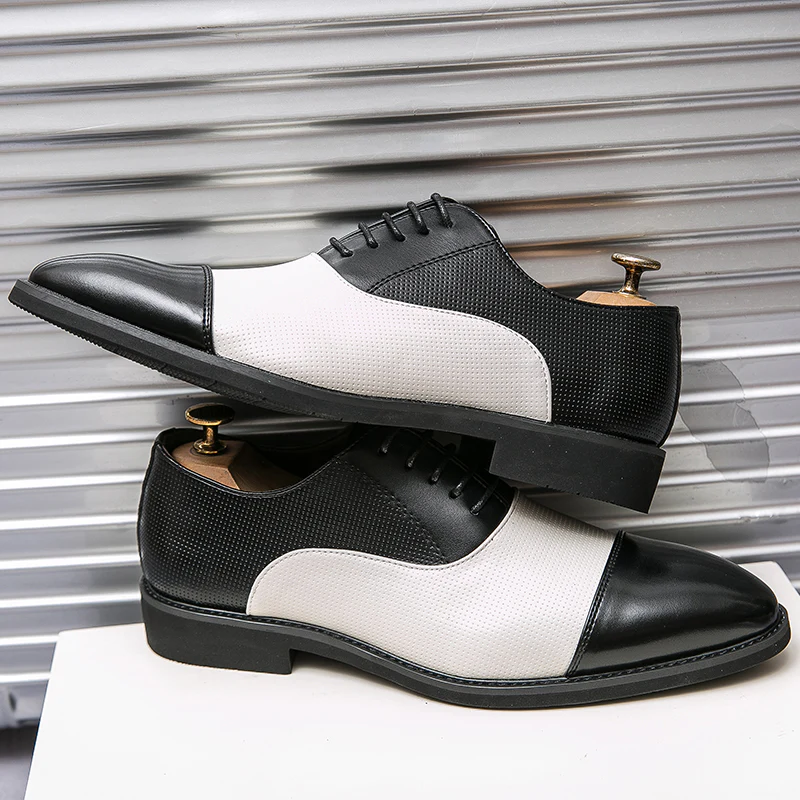Men's PU Leather Fashion Shoes Low Heel Oxford Shoes（2colors）